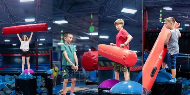 London - Battle Beam at AeroSports London indoor trampoline park
