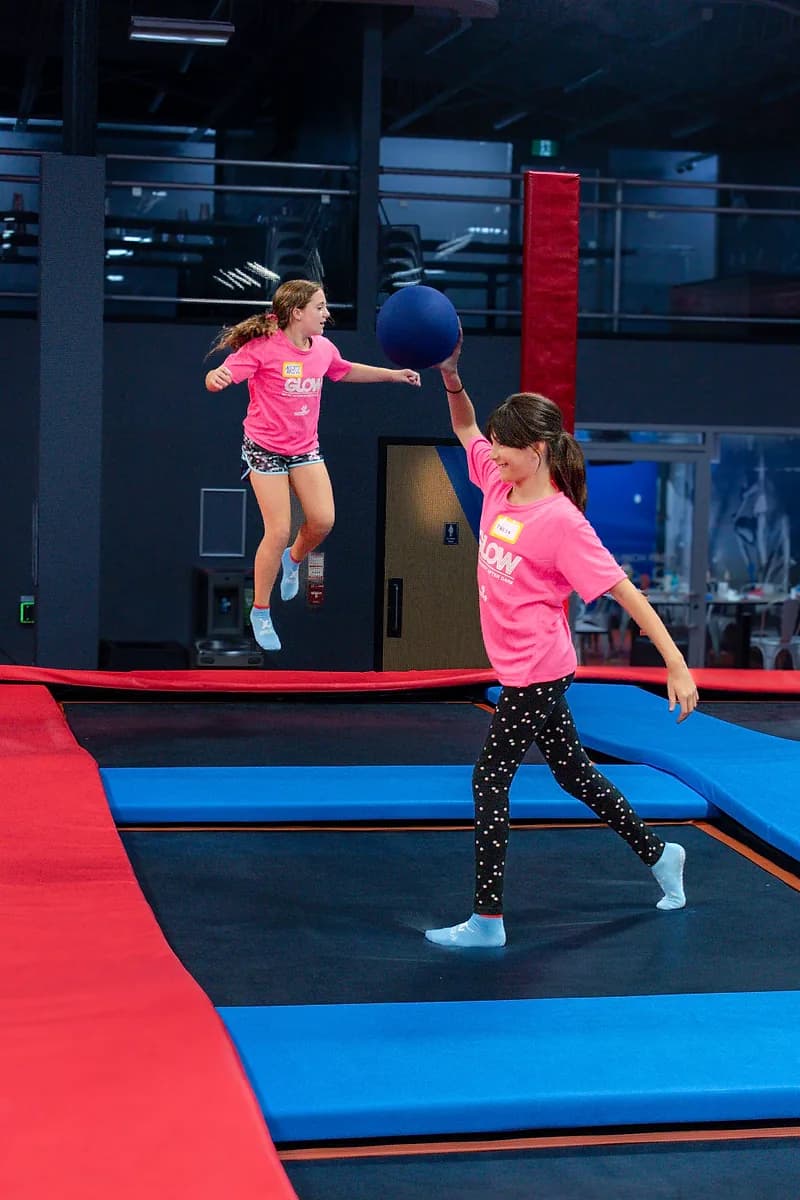 Kids playing trampoline dodgeball at AeroSports