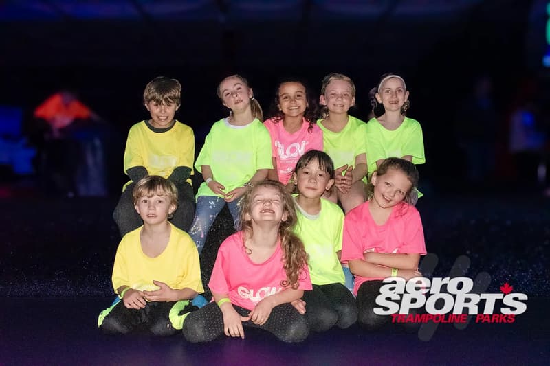 Kids celebrating a birthday party at AeroSports trampoline park